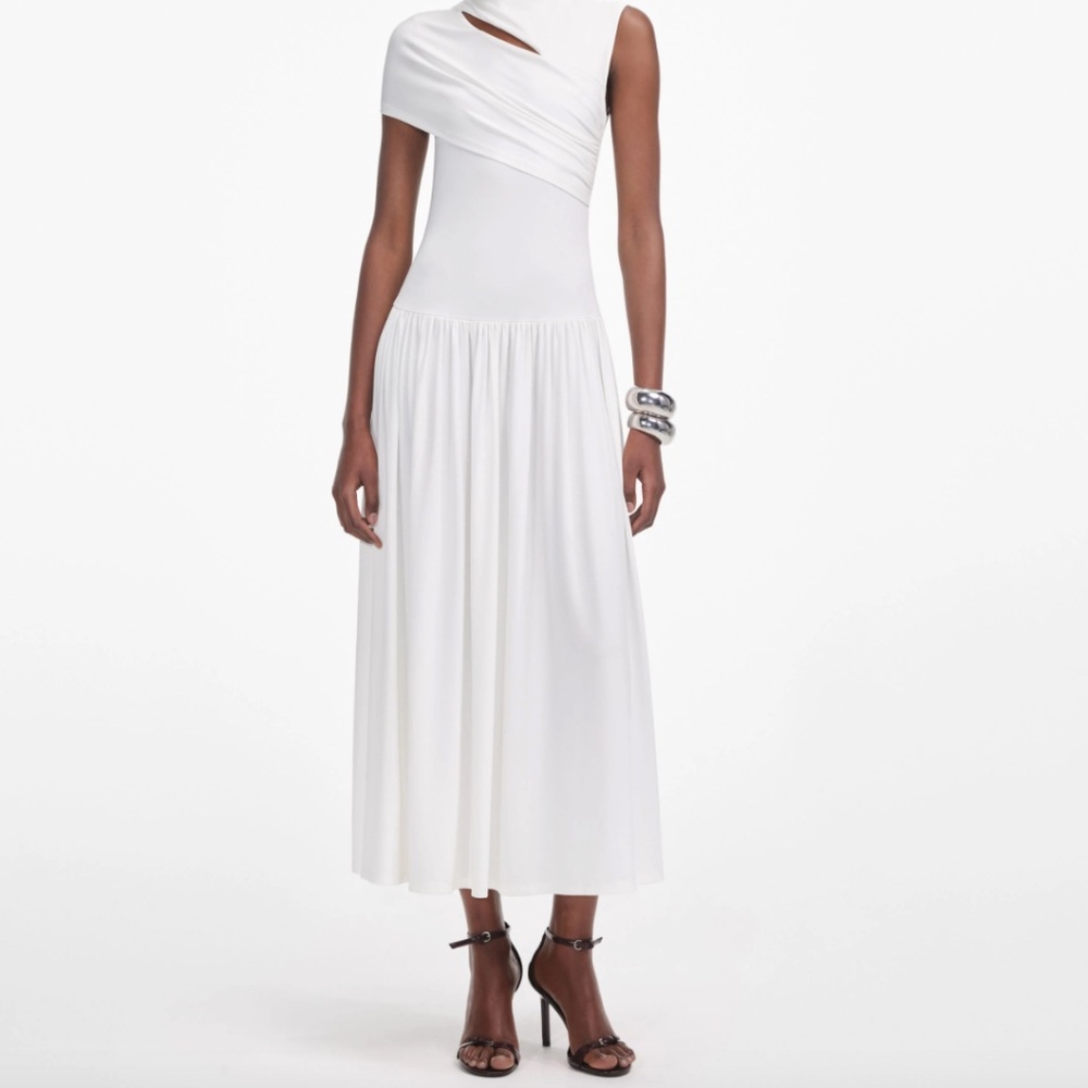 self-portrait White Jersey Cut Out Midi Dress - Size: US12 - MSRP $560 -  NWT - Picture 8 of 9